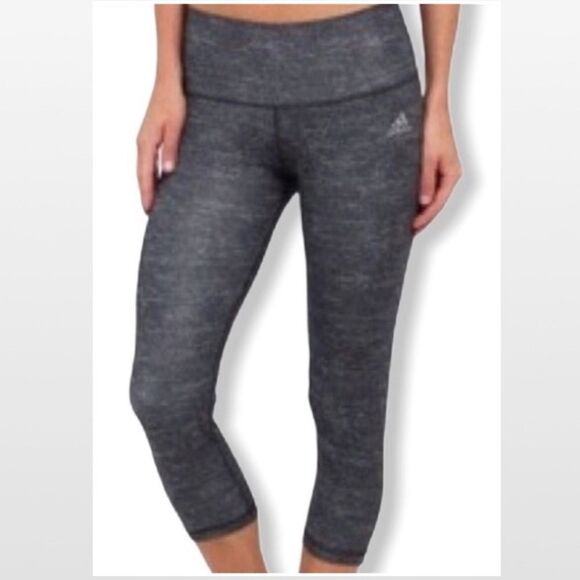 Adidas Pants Athletic Capri Womens Medium Grey White Active Cropped Pocket - Picture 3 of 12